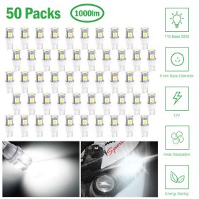 50Pcs/Kit LED Car Light Bulbs 1000lm T10 Base 5050 6000K White Auto Lamps Replacement