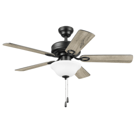 44" Black Traditional LED Ceiling Fan with 5 Blades, Light Kit, Pull Chains & Reverse Airflow