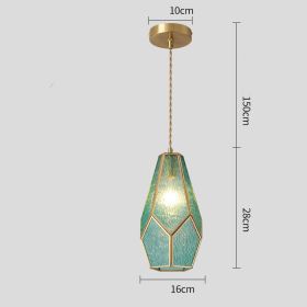 Brass Bay Window Small Chandelier Simple Clothing Store Glass Dining Room Bedroom (Option: Lotus blue)