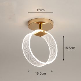 Creative Light Luxury Net Red Line Guide Ceiling Porch Lamp (Option: Gold-The circle-warm light)