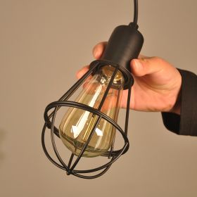 Vintage Light Bulb Cage Chandelier Creativity (Color: Black)