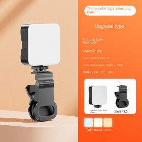 Portable outdoor mini fill light RGB mobile phone live broadcast bracket clip tripod photography soft light LED (Specifications: [Upgrade tricolor style] Light up+clip)