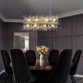 Modern American multi-particle crystal chandelier -12 bulbs -G9 lamp holder (Color: as Pic)